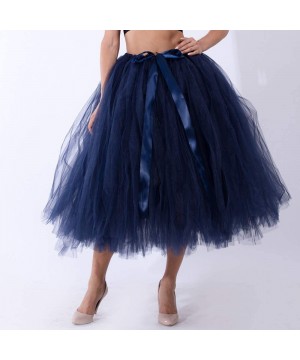 Slips Women's 50S Petticoat Skirt Rockabilly Dress Bubble Underskirts Tulle Tutu Skirt Navy - C5192DLK23R