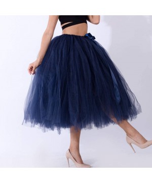 Slips Women's 50S Petticoat Skirt Rockabilly Dress Bubble Underskirts Tulle Tutu Skirt Navy - C5192DLK23R