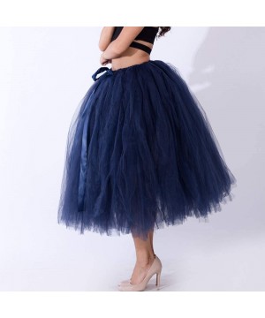 Slips Women's 50S Petticoat Skirt Rockabilly Dress Bubble Underskirts Tulle Tutu Skirt Navy - C5192DLK23R