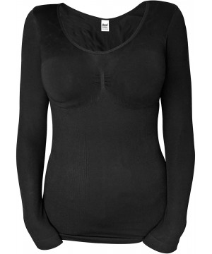 Thermal Underwear Womens Winter Warm Thermal Underwear Long Sleeve Shirt/Top - Black - CU12N769TGG