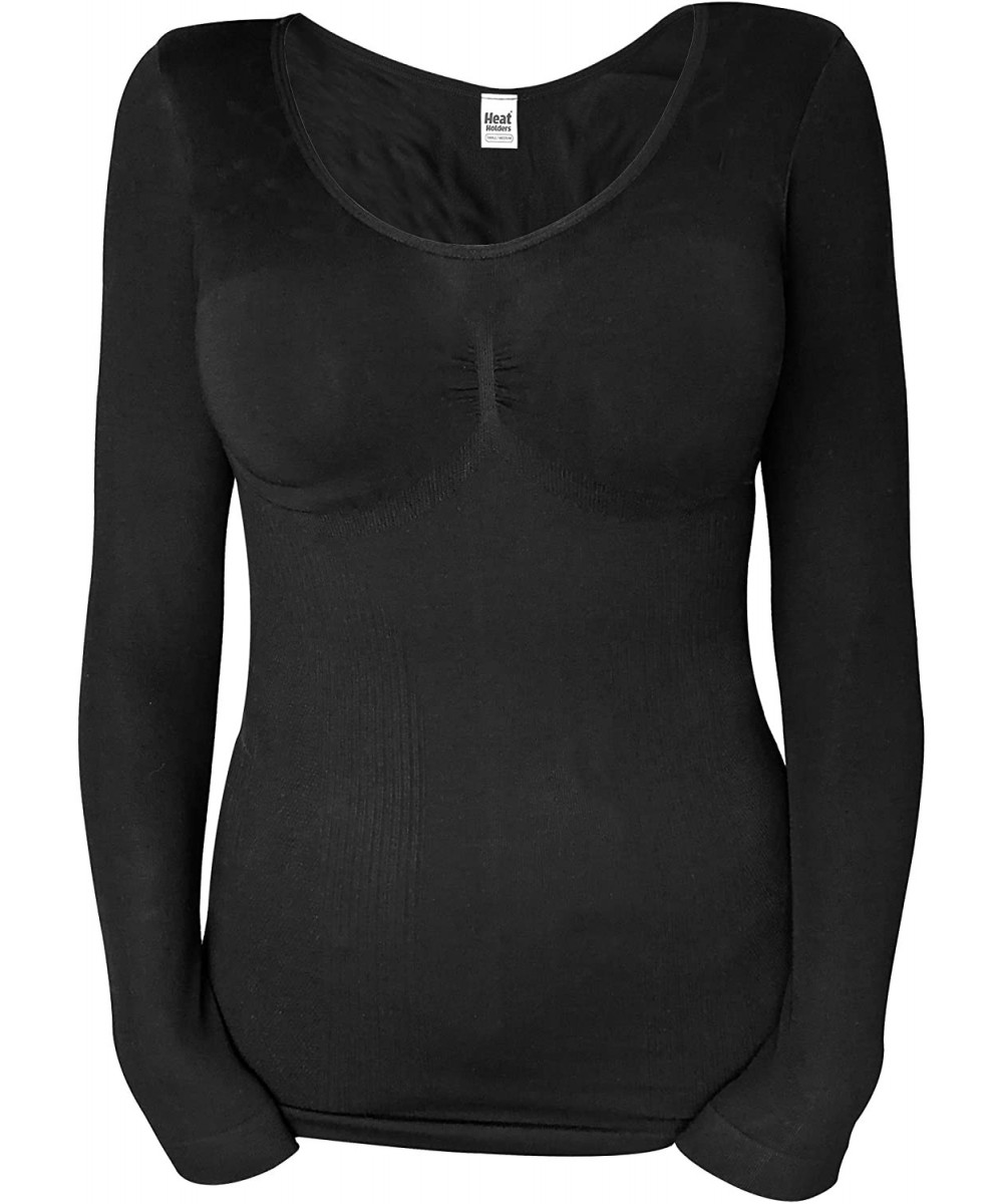 Thermal Underwear Womens Winter Warm Thermal Underwear Long Sleeve Shirt/Top - Black - CU12N769TGG