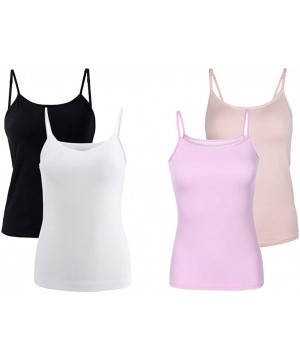 Camisoles & Tanks Women's Modal Camisoles Basic Solid Camis Tank Top with Self Bra 2 Packs - Black/White/Fuchsia/Sweet Lilac ...