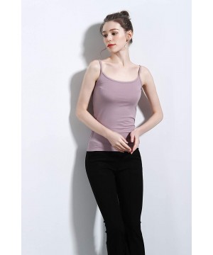 Camisoles & Tanks Women's Modal Camisoles Basic Solid Camis Tank Top with Self Bra 2 Packs - Black/White/Fuchsia/Sweet Lilac ...