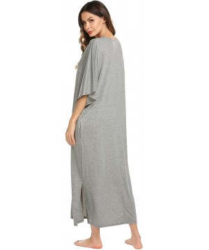 Nightgowns & Sleepshirts Nightgown- Womens Round Neck/V Neck Loungewear Oversized Pajama Loose Pockets Long Sleep Dress - A_g...