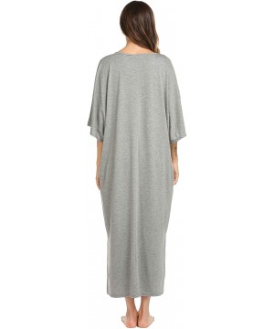 Nightgowns & Sleepshirts Nightgown- Womens Round Neck/V Neck Loungewear Oversized Pajama Loose Pockets Long Sleep Dress - A_g...