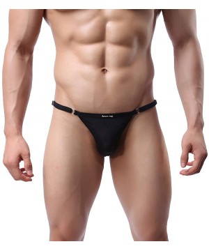 Bikinis Men's 4-Pack Sexy Bikini Briefs Low Rise Ice Silk Underwear - Black/White/Pink/Skin - C618XT8W43W