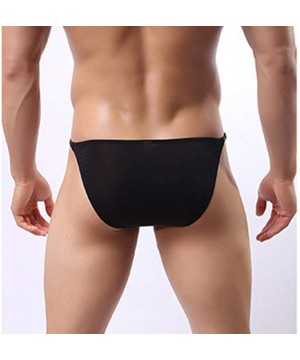 Bikinis Men's 4-Pack Sexy Bikini Briefs Low Rise Ice Silk Underwear - Black/White/Pink/Skin - C618XT8W43W