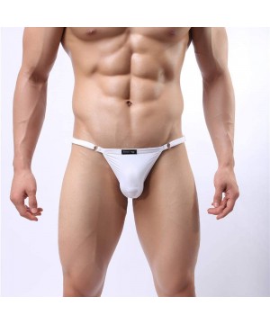 Bikinis Men's 4-Pack Sexy Bikini Briefs Low Rise Ice Silk Underwear - Black/White/Pink/Skin - C618XT8W43W