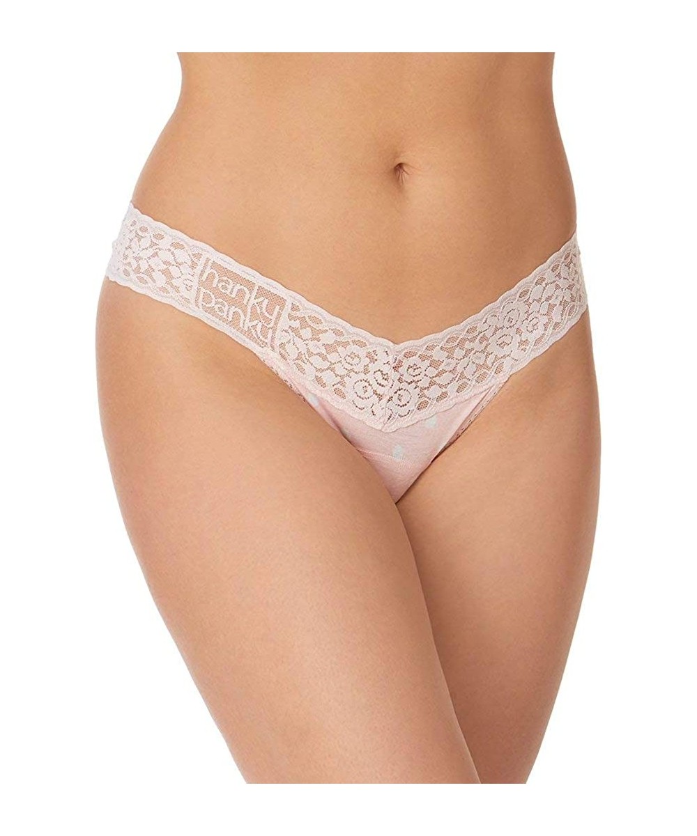 Panties Women's Low Rise Thong (Prints) - Cameo Pink/White - CF193Y5EYE6