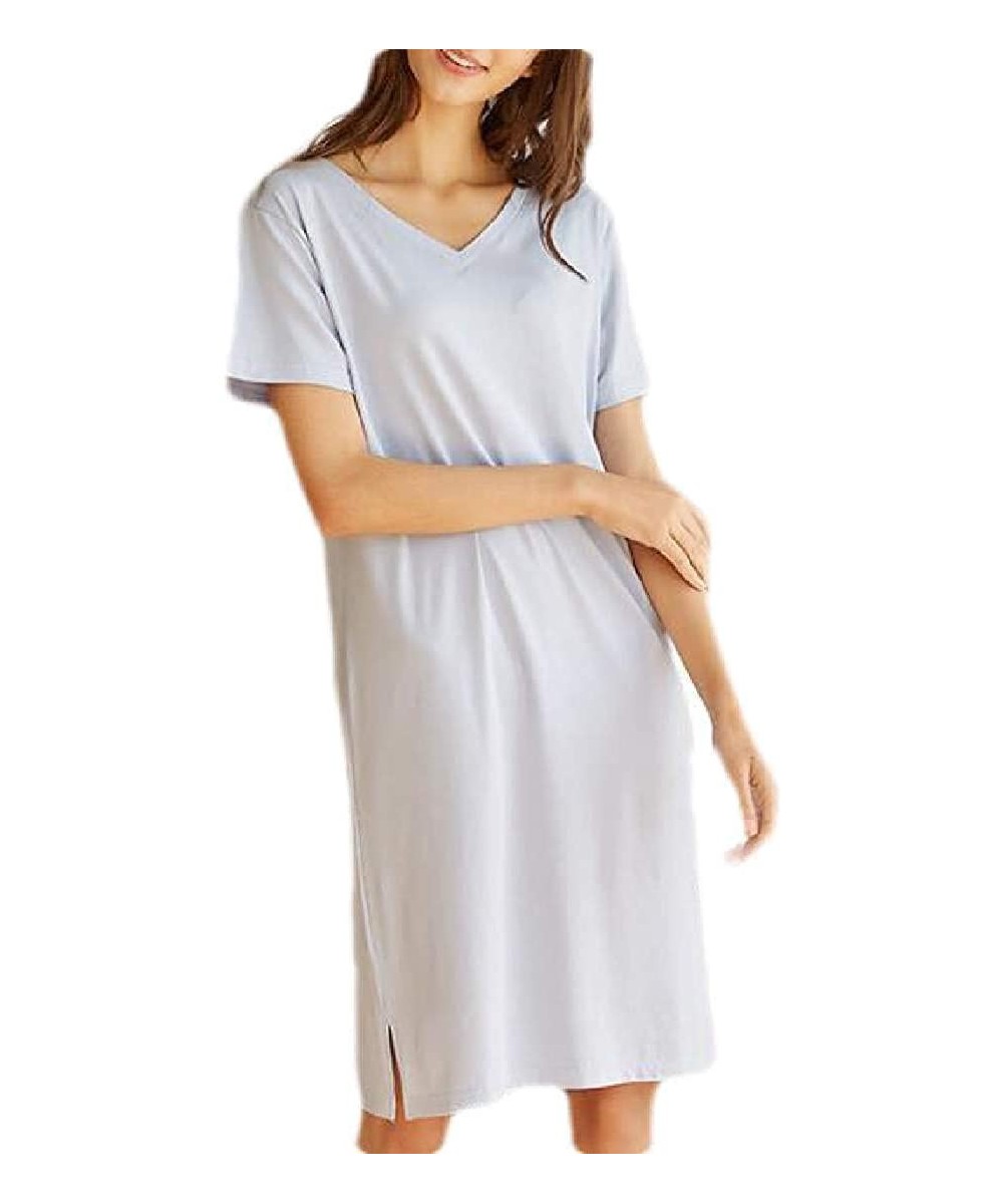 Nightgowns & Sleepshirts Short Sleeve Knitted T-Shirt Sleepwear Nightgown Sleep Dress - 2 - CO19DSW53AH