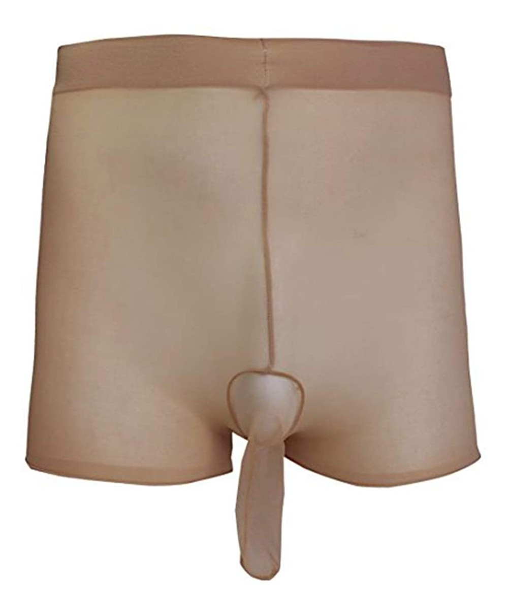 Boxer Briefs Men's Sexy Seamless Women's Sheer Transparent Ultra Thin Boxer Underwear Stockings Shorts - Nude a - CX18QRI32MA