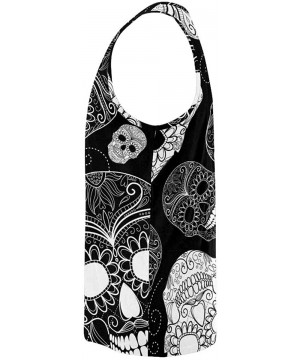 Undershirts Men's Muscle Gym Workout Training Sleeveless Tank Top Black and White Sugar Skulls - Multi1 - C419DLO8525