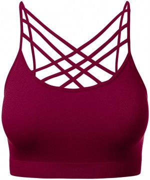 Shapewear Women's Novelty Bras Seamless Triple Criss-Cross Front Bralette Sports Bra - 102-cabernet - CL18IEKIK63