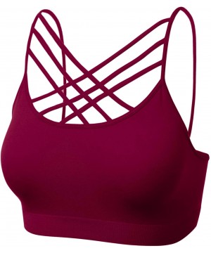 Shapewear Women's Novelty Bras Seamless Triple Criss-Cross Front Bralette Sports Bra - 102-cabernet - CL18IEKIK63