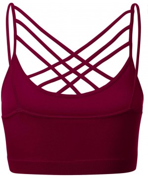 Shapewear Women's Novelty Bras Seamless Triple Criss-Cross Front Bralette Sports Bra - 102-cabernet - CL18IEKIK63