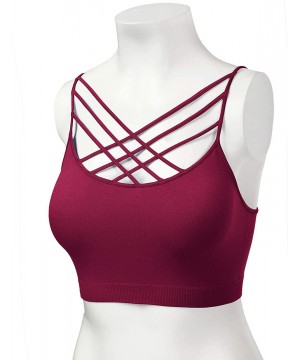 Shapewear Women's Novelty Bras Seamless Triple Criss-Cross Front Bralette Sports Bra - 102-cabernet - CL18IEKIK63