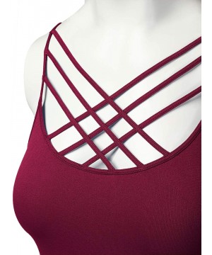 Shapewear Women's Novelty Bras Seamless Triple Criss-Cross Front Bralette Sports Bra - 102-cabernet - CL18IEKIK63