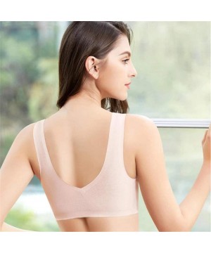 Accessories Front Cross Breathable Silk Bra Solid Color Curved Gathered Bra - Z-beige - CH193N08XD4