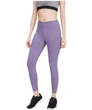 Slips Yoga Pants for Women-Women's High Waist Tight Running Sports Elastic Solid Color Fitness Yoga Pants - Purple - CG193WRT5S2