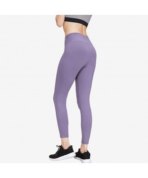 Slips Yoga Pants for Women-Women's High Waist Tight Running Sports Elastic Solid Color Fitness Yoga Pants - Purple - CG193WRT5S2