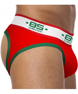 G-Strings & Thongs Mens Sports Comfortable Low Rise Bikini Briefs Underwear Low Waist - Wht+red+gry - CW192DTKUX7