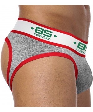 G-Strings & Thongs Mens Sports Comfortable Low Rise Bikini Briefs Underwear Low Waist - Wht+red+gry - CW192DTKUX7