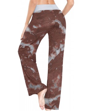 Bottoms Women's Comfy Stretch High Waist Drawstring Palazzo Wide Leg Pants - Brown Marble Pattern - C5199E7LI4D