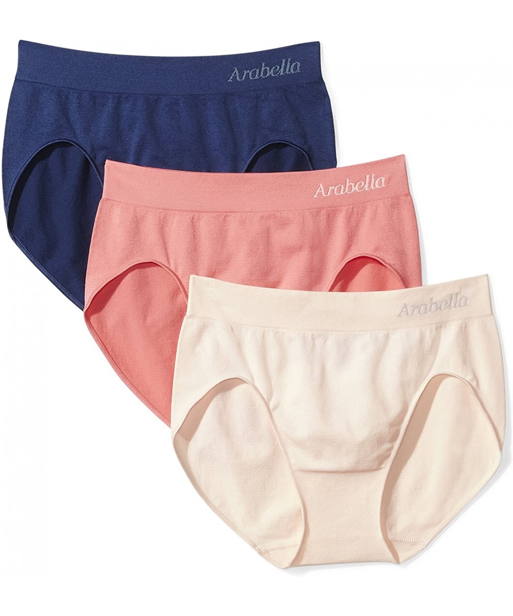 Panties Women's Seamless Hi Cut Brief Panty- 3 Pack - Navy/Calypso Pink/Creole Pink - CN1896WWR3E