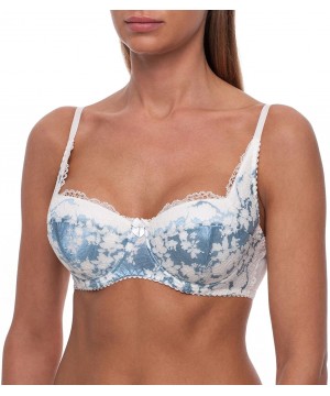 Bras Women's Sexy Push Up Balconette Lace Shelf Bra - Aqua Blue - CP18D6HKU2C