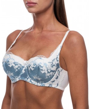 Bras Women's Sexy Push Up Balconette Lace Shelf Bra - Aqua Blue - CP18D6HKU2C