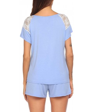 Sets Women's Pajamas Set Short Sleeve Pajamas Ladies 2 Piece Pajamas (S-XXL) - Light Blue - CC190HXXRGI