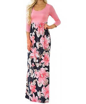 Bottoms Womens Beach Summer Plus Size Striped Long Boho Dress Lady Sundrss Maxi Dress - B-pink - C718LOOSLHS