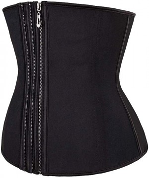 Bustiers & Corsets Latex Waist Cincher Steel Boned Slimming Trimmer Black Underbust Corset Women Corselet - Black - CB18T4AMKEH