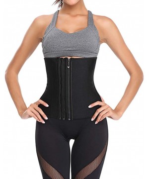 Bustiers & Corsets Latex Waist Cincher Steel Boned Slimming Trimmer Black Underbust Corset Women Corselet - Black - CB18T4AMKEH