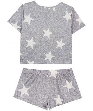 Sets Pajamas for Women Shorts Set- Women's Summer Cute Cartoon Print Tee and Shorts Sleepwear Nightwear Pjs - A_gray2 - CM190...