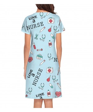 Nightgowns & Sleepshirts Crewneck Short Sleeve Nightgown Football US Flag Printed Nightdress Sleepwear Women Pajamas Cute - L...