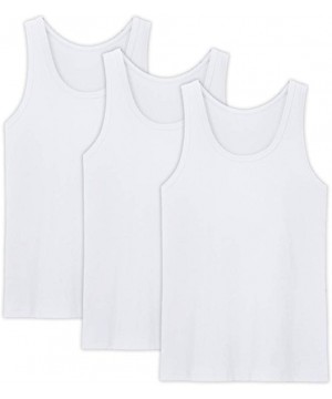 Undershirts Men's Tank Tops Undershirts 3-Pack- Crew Neck Modal Comfort Soft Multipack A-Shirt - White - CT18TWXZNT9