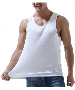 Undershirts Men's Tank Tops Undershirts 3-Pack- Crew Neck Modal Comfort Soft Multipack A-Shirt - White - CT18TWXZNT9