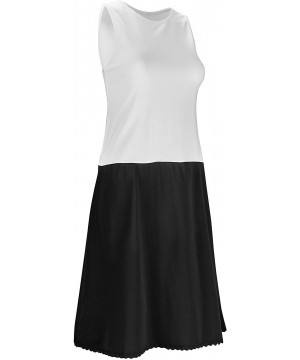 Slips Women's Sleeveless Full Slip - Cling Free - Cotton/Nylon Material - White Top/Black Bottom - CT11QU3GVC9