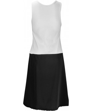 Slips Women's Sleeveless Full Slip - Cling Free - Cotton/Nylon Material - White Top/Black Bottom - CT11QU3GVC9