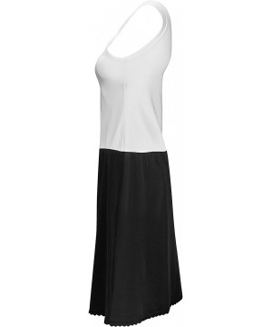 Slips Women's Sleeveless Full Slip - Cling Free - Cotton/Nylon Material - White Top/Black Bottom - CT11QU3GVC9