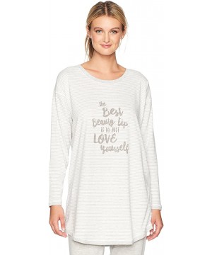 Nightgowns & Sleepshirts Women's Graphic Long Sleeve Sleepshirt - Stone Heather - CR185KQU56R