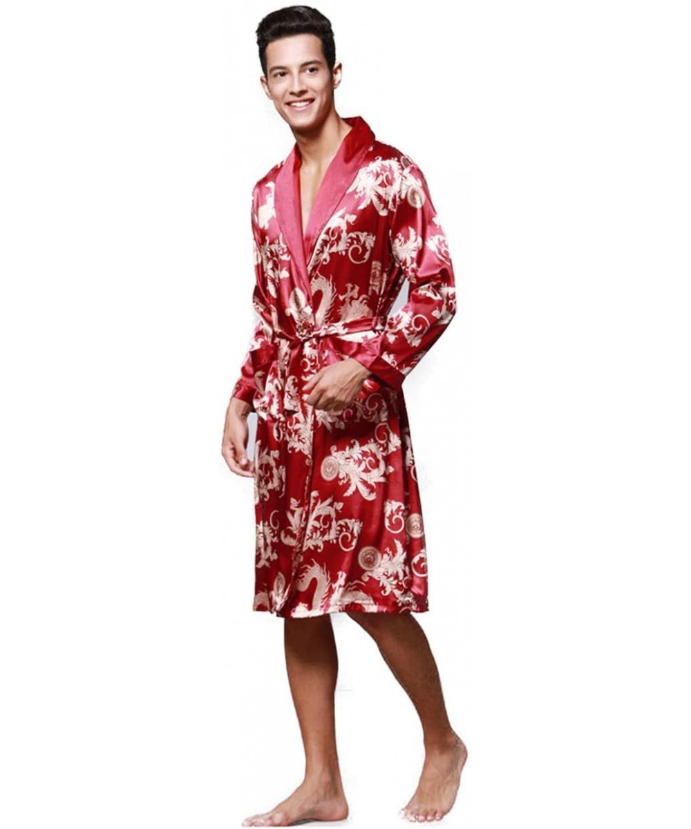 Robes Men's Sleepwear Robe Plus Size Bathrobe Lightweight Spa Soft Sleepwear-c-XXL - C - CP193H0LN59