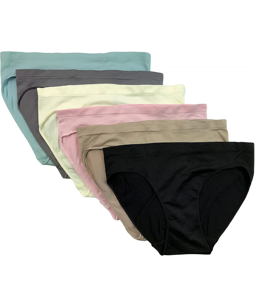 Panties Women's Seamless Classy Stretchy Basic Bikini Panties- Multi-Pack of 6 - Sassybasic-6pk - CQ185ZY0UEG