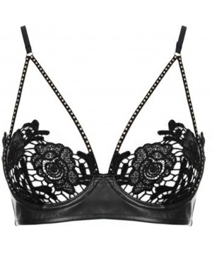 Accessories Womens Lace Bra Quarter Cup Underwired Sexy Three Set Lingerie Underwear - Black - CS18NZEIL26