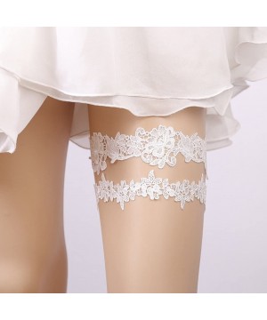 Garters & Garter Belts Lady 2019 Romantic Flower Rhinestones Wedding Bridal Lace Garter Set 2 Pcs - Style 27-off White - CQ18...