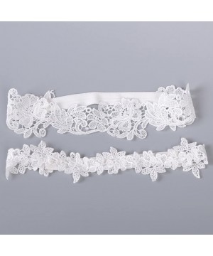 Garters & Garter Belts Lady 2019 Romantic Flower Rhinestones Wedding Bridal Lace Garter Set 2 Pcs - Style 27-off White - CQ18...