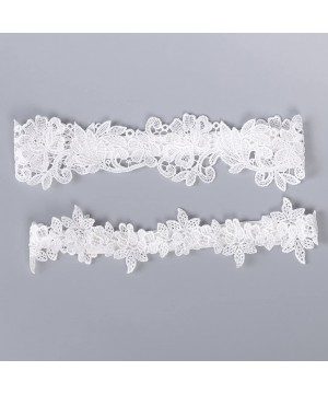 Garters & Garter Belts Lady 2019 Romantic Flower Rhinestones Wedding Bridal Lace Garter Set 2 Pcs - Style 27-off White - CQ18...