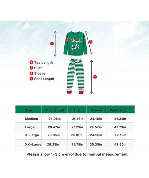 Sleep Sets Family Matching Christmas Pajamas Cotton Letter Printed Long Sleeve Tops Green Striped Pajamas Pant Set - Green-me...