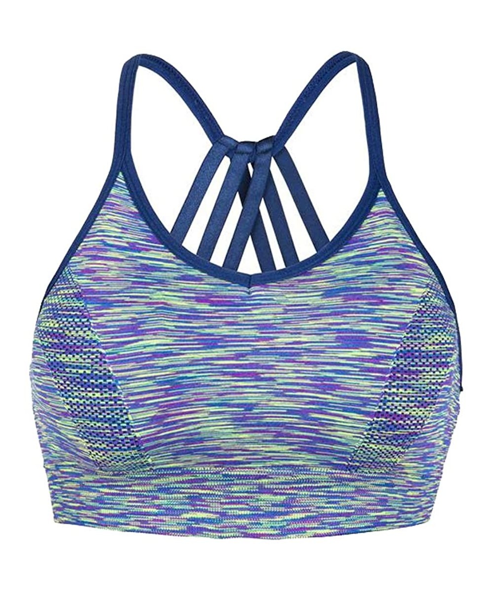 Bras Women's Medium Support Strappy Sports Bra Racerback Yoga Bras Running Gym Athletic Vest - Camouflage green - CT18KC26H9X